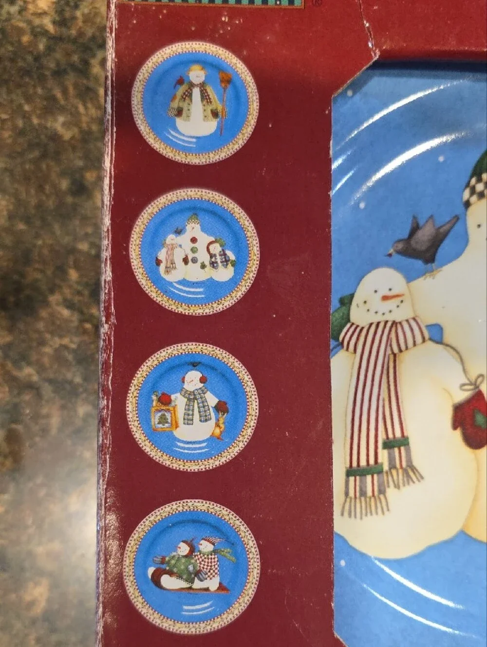 Jolly Snowmen Blue Stoneware Salad/Dessert Plates - Set of 4 by Debbie Mumm